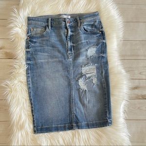 GUESS Distressed Ripped Jean Denim Skirt Small